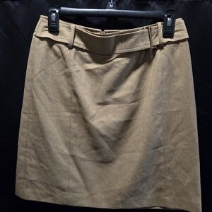 New York & Co City Stretch Tan Khaki Pencil Skirt 2 LIKE NEW Belted Career Work